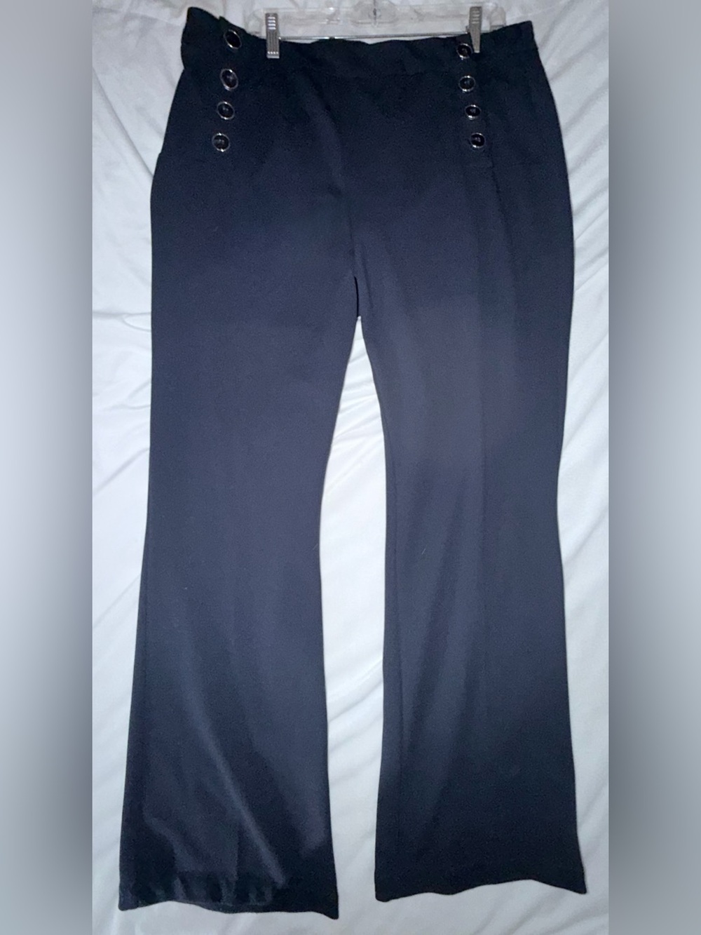 Women's Navy Blue Wide-Leg Dress Pants
